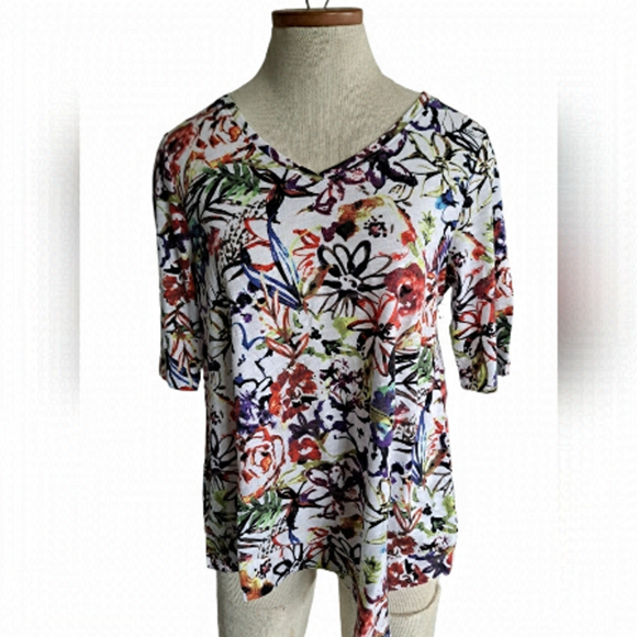 HABITAT clothes to live in abstract colorful tunic top short sleeve cotton SM - Picture 1 of 4